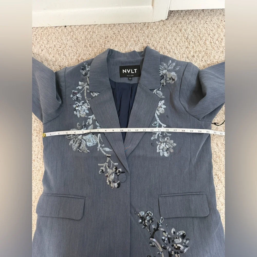 NVLT Embellished Bluish Gray Blazer size L new with tag